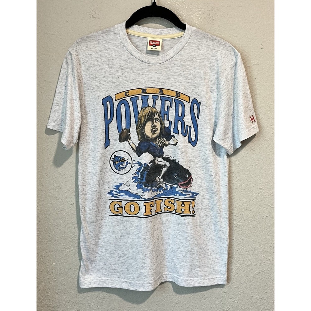 Chad Powers Go Fish Graphic Tee Homage T-Shirt Size XS Gray Short Sleeve